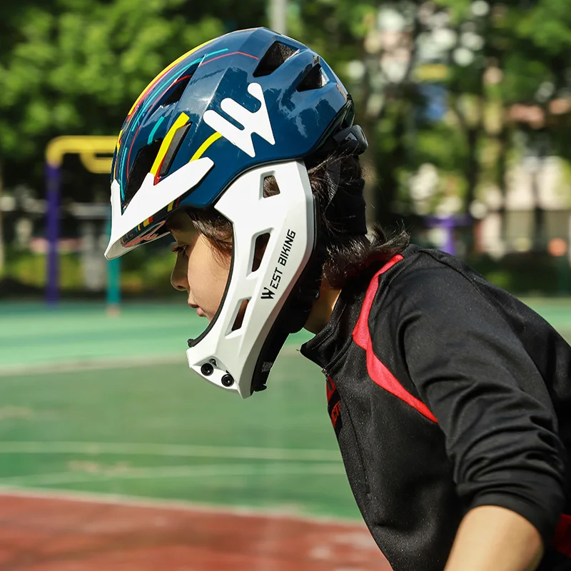 WEST BIKING/детский шлем с полной защитой лица горный MTB дорожный велосипедный Съемный