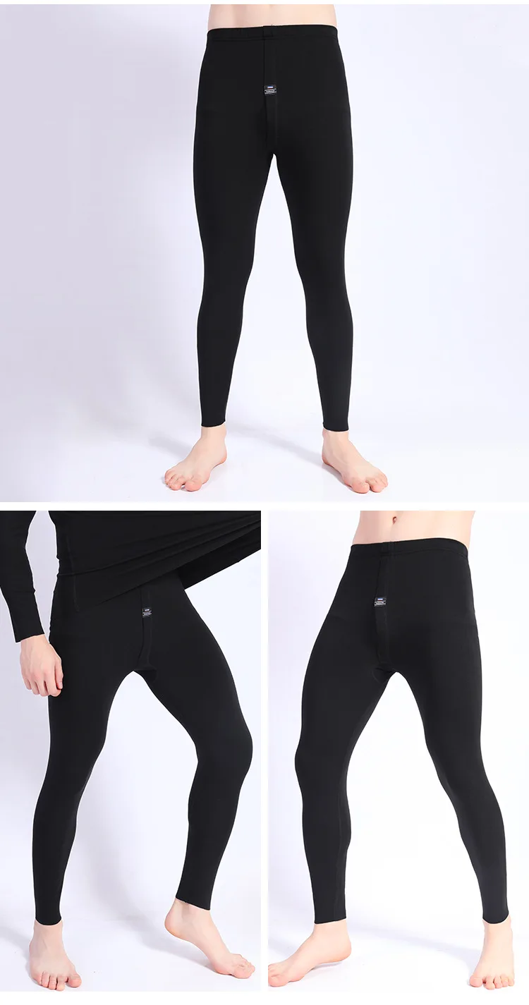 Мужской Бархатный комплект теплого термобелья бесшовная рубашка с V-образным