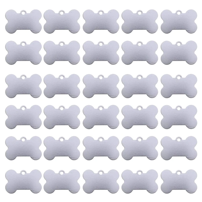 

L5YD 30 Pack Bone Shape Stamping Blanks Stainless Steel Blank Dog Tags Pendants Kit
