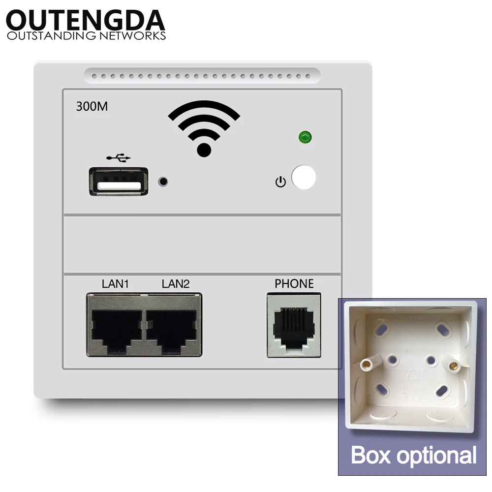 

300Mbps indoor Wireless Wall AP WiFi Router AC100V 240V 802.3af POE power Access Point with USB Charging Phone RJ11 RJ45 On-off