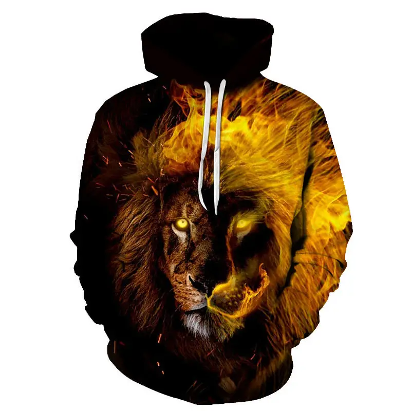 

Men Hoodies Hip Hop Sweatshirt Funny 3D Flame Tiger Lion Fashion Brand Plus Size S - 5XL Hoodie Men Tracksuit Unisex Pullovers