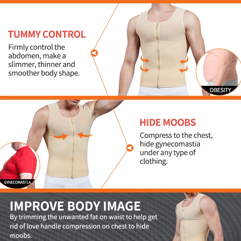 Men's Shapers Shirt Vest Slimming Underwear Body Shaper Tight Tank Top Waist Trainer Tummy Control Girdle Men Corset