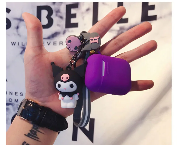 Мультяшный брелок Hello Kitty для Apple AirPods 1 чехол милый KT кот Кролик Лягушка куклы Брелоки Кольцо силиконовый чехол для зарядки AirPods
