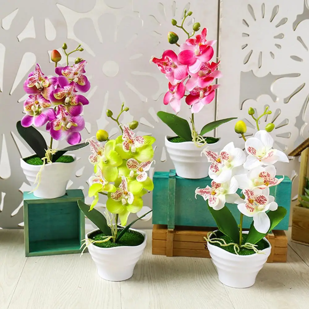 

Artificial Flower Pot Phalaenopsis Bonsai Ornament Balcany Home Landscape Decor
