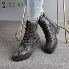 Женские ботильоны на шнуровке JOSINY, черные ботинки из мягкой искусственной кожи на резиновой платформе, Осень-зима
