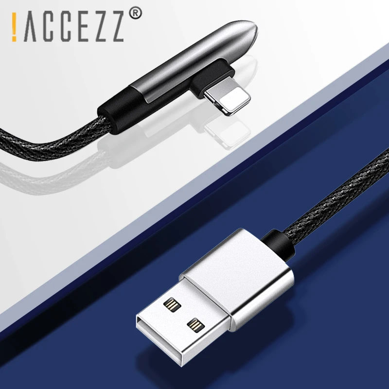 ! ACCEZZ 90 градусов USB кабель для Apple 2 4 А зарядки и передачи данных iPhone X XS MAX XR 8 7 6 6S