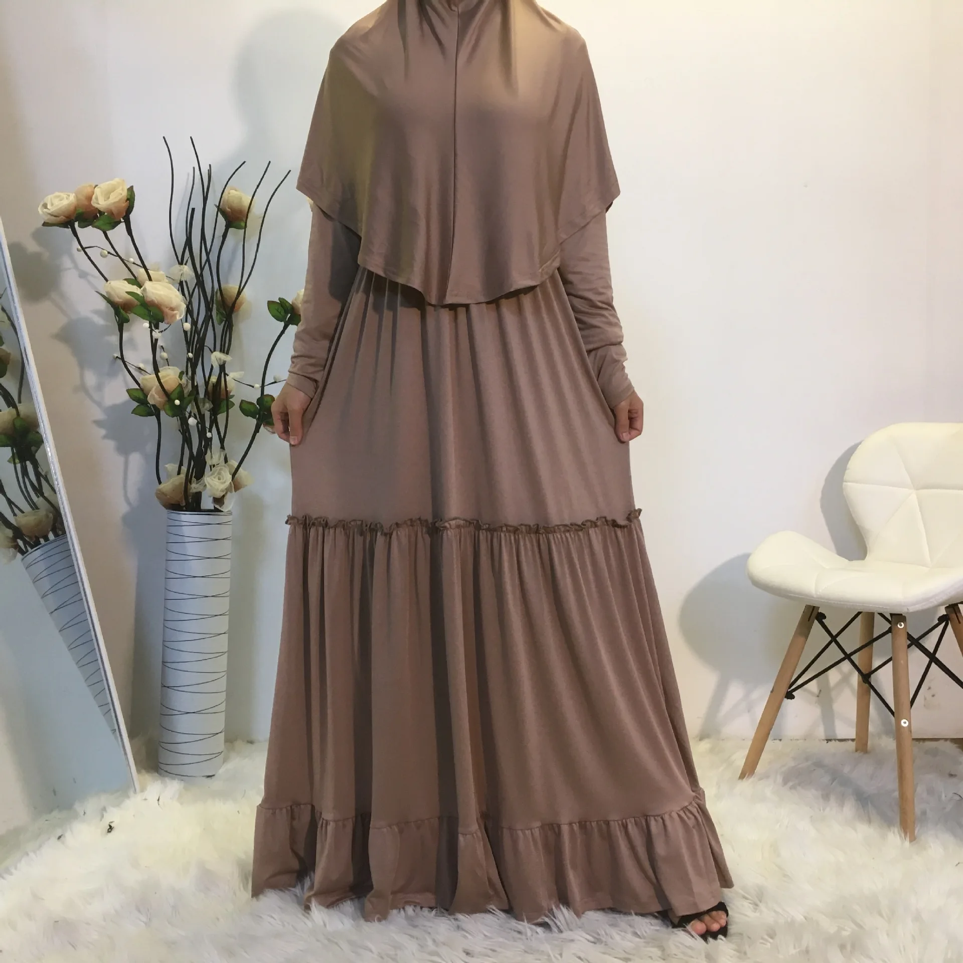 

Eid Hooded Muslim Sets Hijab Dress Women Prayer Garment Jilbab Abaya Khimar Long Ramadan Gown Abayas Skirt Islam Clothes Niqab