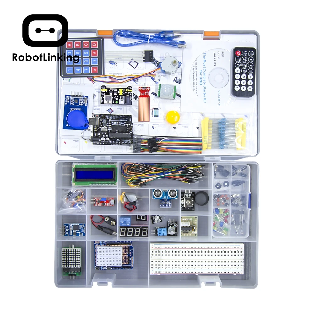 Robotlinking EL-KIT-003 UNO/мега проект супер стартер электронный DIY комплект с учебником для Arduino