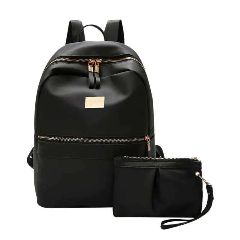 

Fashion Women Backpack Set Black Backpack With Small Purse Teenager Girls PU Leather School Bag Female Daily Travel Bag