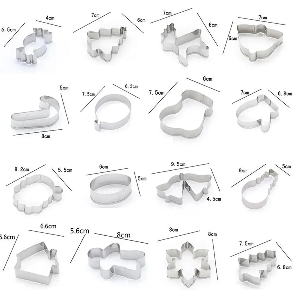 16 шт. Рождественская серия из нержавеющей стали Санта-Клаус Снеговик Лось сосна
