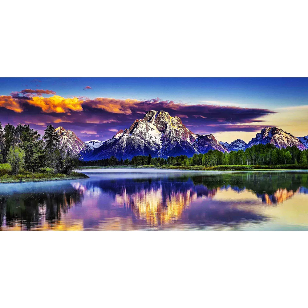 

5d DIY Embroidery Cross Stitch Mosaic Lake Mountain Diamond Painting Full Square Landscape Sunset Beaded Pictures