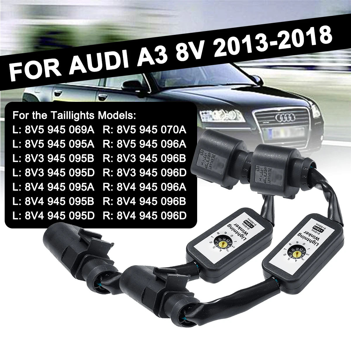 

2pcs For Audi A3 V8 2013-2018 Dynamic Turn Add-on Module Wire Harness Signal Indicator LED Taillight Left & Right Tail Light