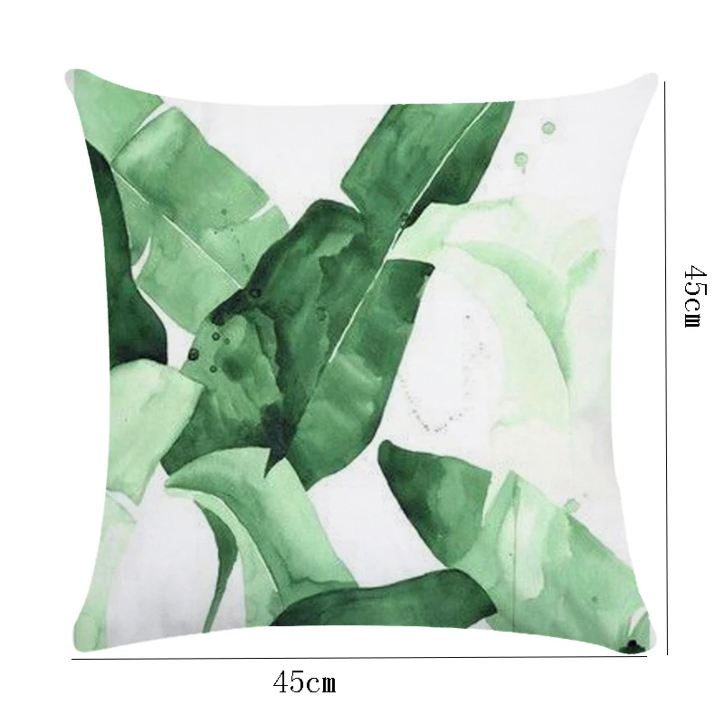 

Green Leaves Pillowcase Tropical Plants Sofa Cushion Cover Throw Pillow Case Decorative for Living Room Home Decoration