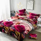 Комплекты постельного белья с розовыми розами, пододеяльник, постельное белье с 3D принтом, пододеяльники с наволочками, домашнее постельное белье большого размера