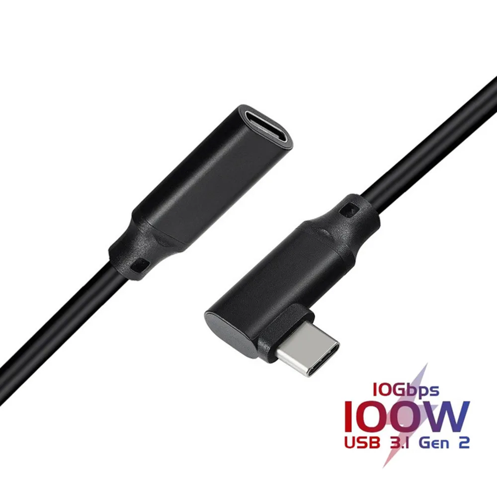 Удлинительный кабель USB C 0 5 м 90 градусов 3 1 10 Гбит/с штекер-гнездо видеокабель 4K