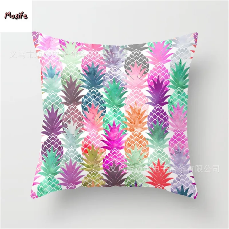 

Peach Skin Fabric Tropical Pineapple Pattern Home Hotel Car Decorative Back Cushion Cover New Style Simple Personality Comfort..