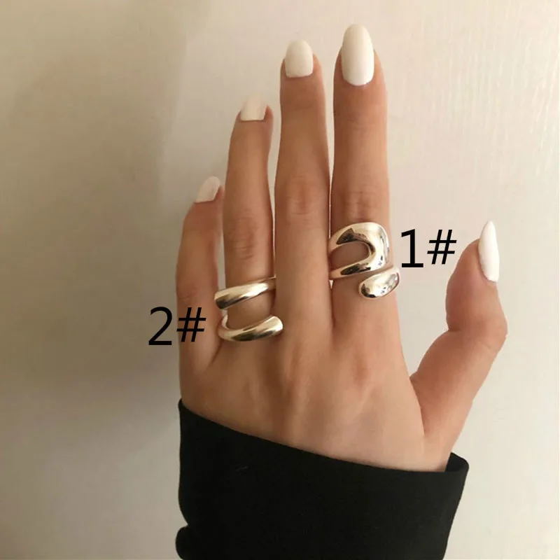 

New Hot Retro Fashion Silver Open Ring Geometric Design Alloy Party Jewelry Anniversary Gift