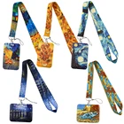 LX996 живопись подсолнухи звездное небо шнурок для путешествий идентификация искусственный значок держатель ремешок на шею брелок веревка для ключей ремень для телефона