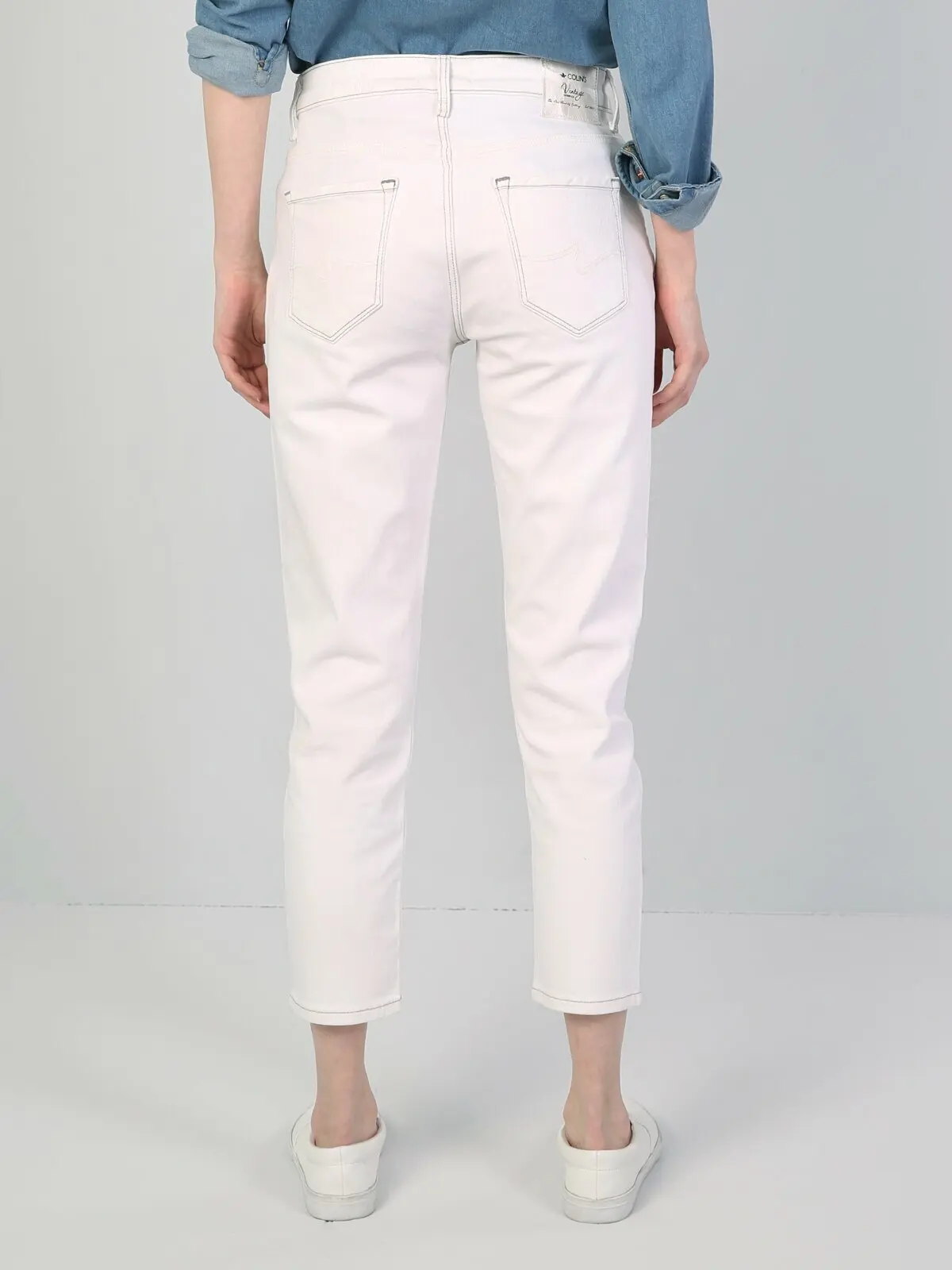 Colins Woman 891 Maya Slim Fit WhiteTapered Leg Jean Pantswomen's trousers women's pants Trousers for women pants women,CL104517