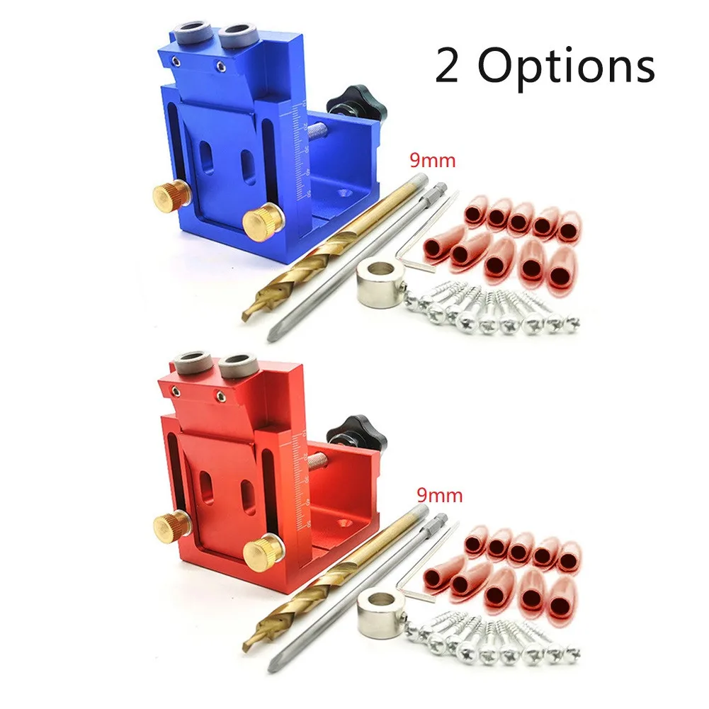 

NEW Pocket Hole Drill Guide Dowel Jig Oblique Hole Locator Drilling Kit Aluminium Woodworker DIY Tools With 9mm Drill Bit