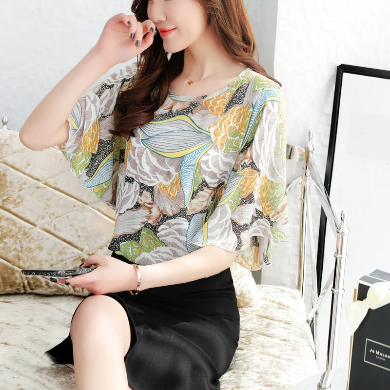 летние повседневные блузы Новые модные женские шифоновые топы с короткими