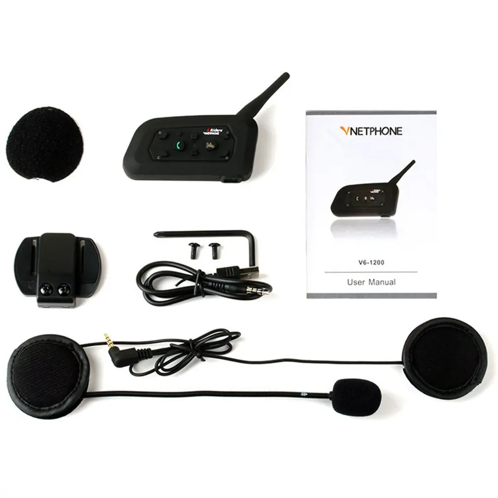 

Мотоциклетная Bluetooth-гарнитура V6 с микрофоном, 1200 м