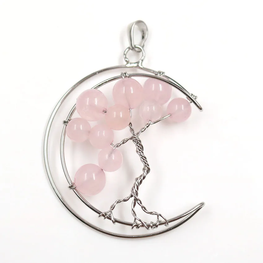 Посеребренная проволочная оболочка полумесяц тигровый глаз каменная подвеска