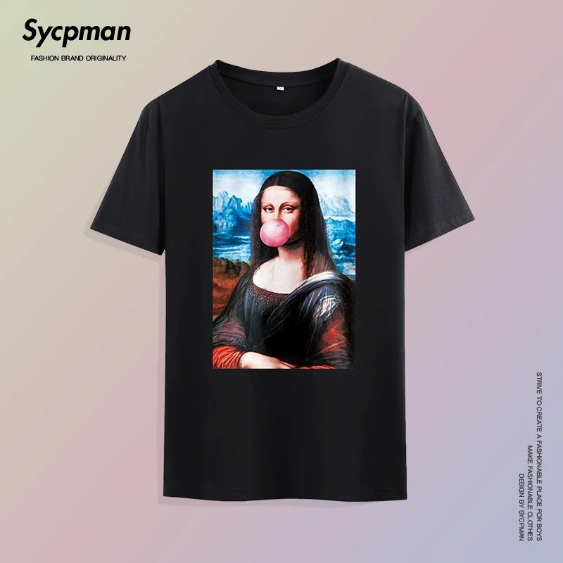 

Thin Mona Lisa printed T-shirt for men and women summer lovers casual party travel travel personalized short sleeve