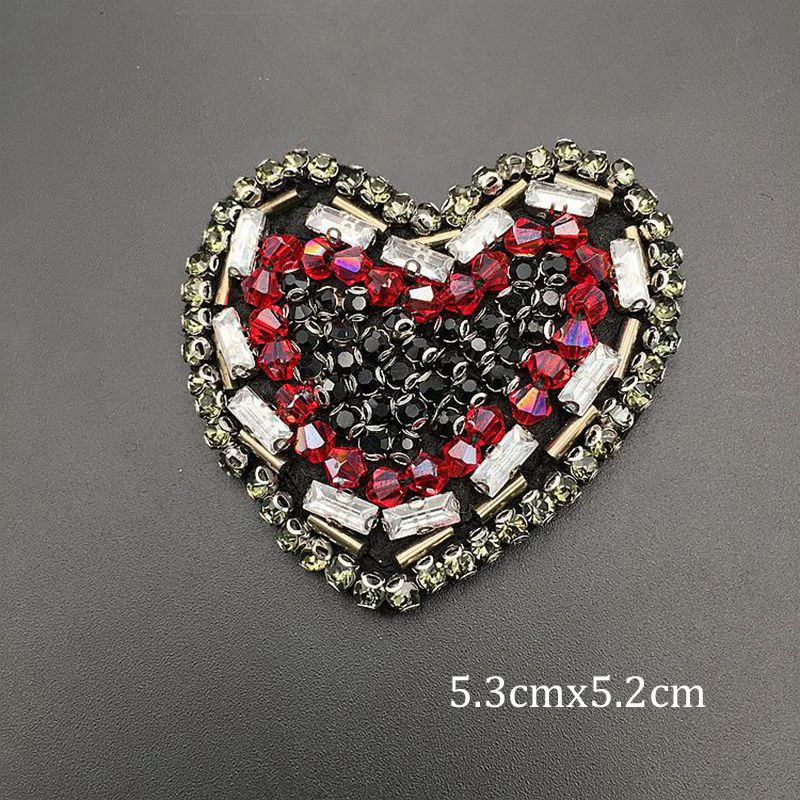 3D ручной работы нашивки со стразами и бисером сердце любовь пришить Кристалл