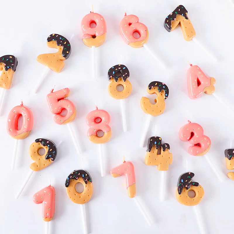 Сладкое шоколадное печенье свечи для торта с цифрами на день рождения 0 1 2 3 4 5 6 7 8 9