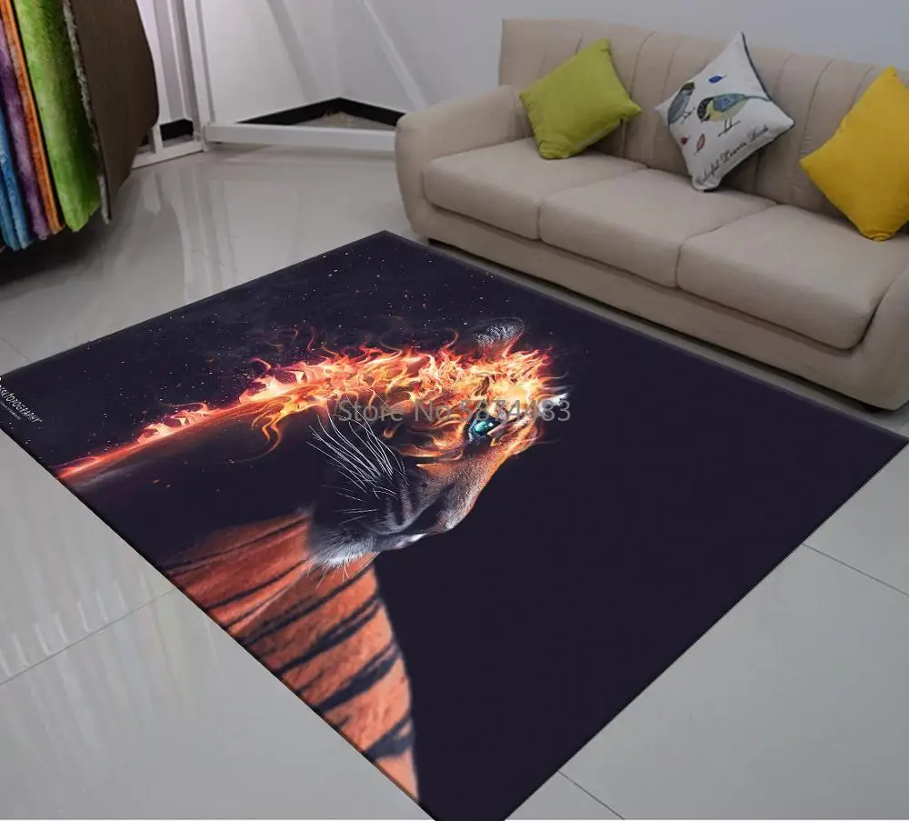 Большие ковровые покрытия с 3D принтом зернистость льва тигра мягкие полиэфирные