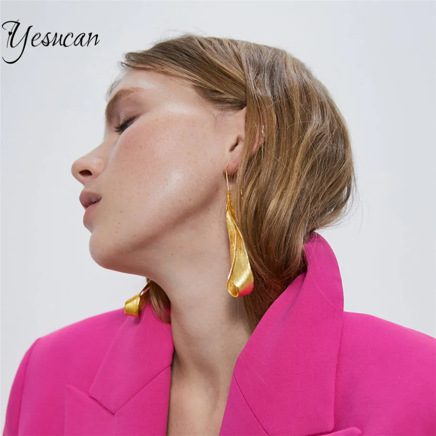 Богемные простые металлические длинные висячие серьги для женщин золотистого и