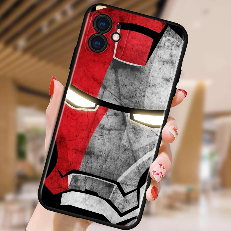 

Marvel Iron Man Helmet for iphone 5 5S 6 7 8 X XR XS 11 12 SE MAX Plus Pro mini 2020 TPU Black Phone Case