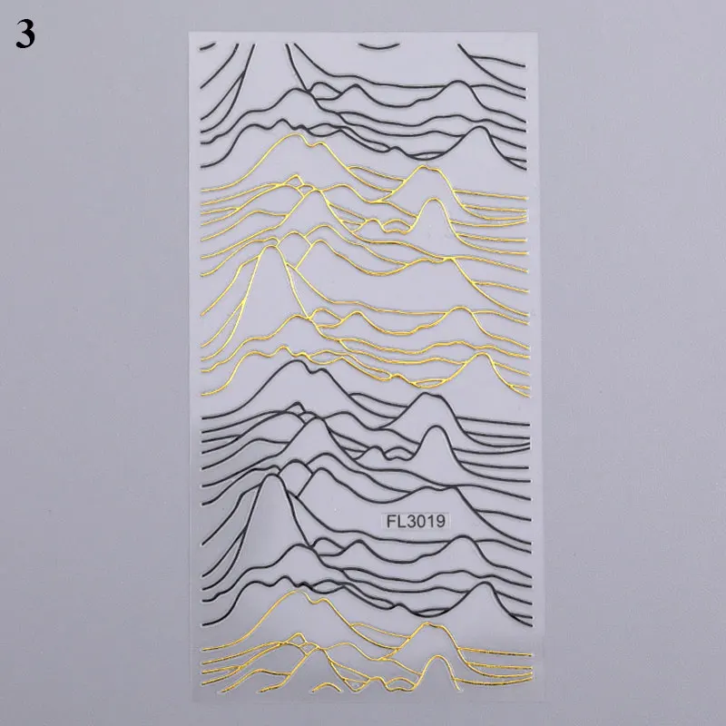 1 лист партия черного и золотого цвета 5D ногтей Стикеры наклейка Мрамор