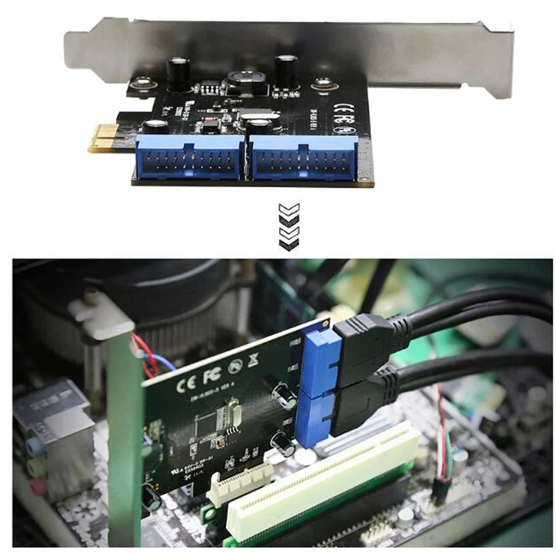 супер скоростная pcie на 2 порта 19pin u