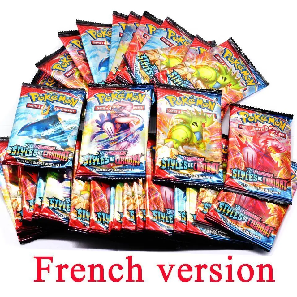 Cartas de Pokemon francesas de 9 Uds., espada y escudo de batalla, caja completamente sellada al por menor, tarjeta de Pokemon de cielo cambiante para regalos de ni&ntilde;os-4