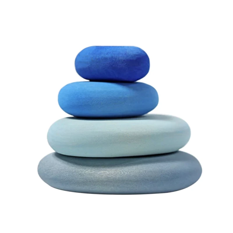 

Kid Cobblestone Shape Wooden Colored Stone Building Block Educational Toy Stacking Game Home Decoration