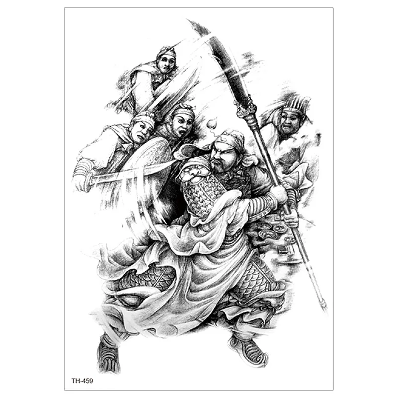 Водостойкая Временная тату-наклейка рыцарь Самурай бог войны Гуань Юй Чжан Фэй