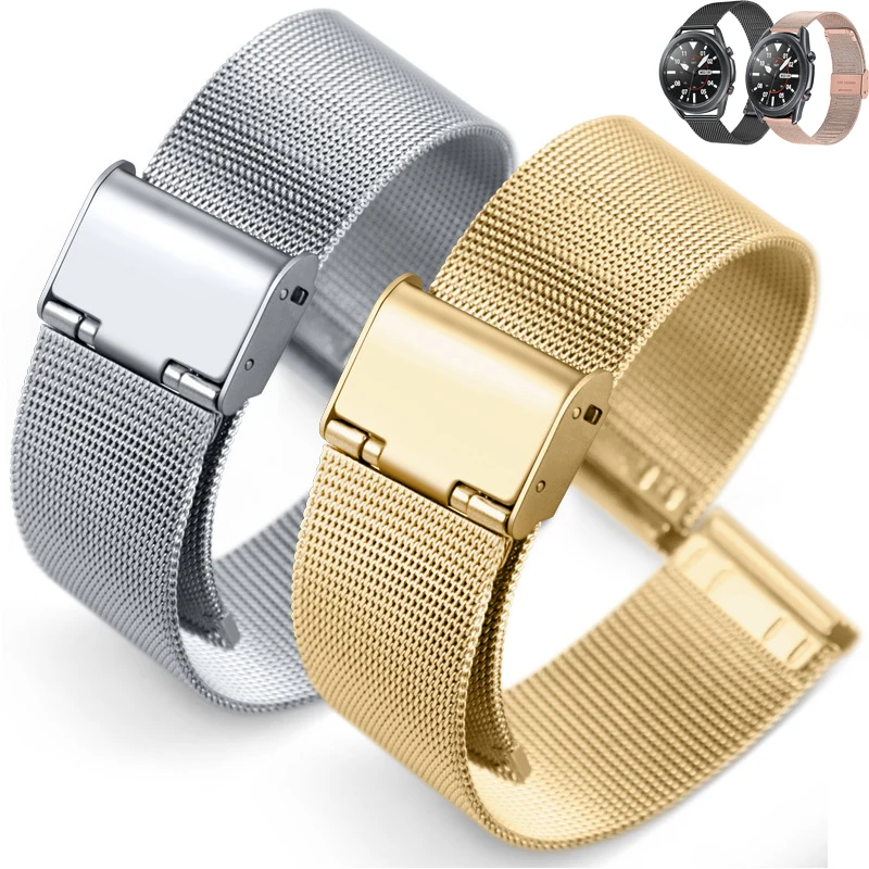 

22mm 20mm Milanese steel watchstrap for Samsung Galaxy Watch 3 45mm 41mm watchband wristband for Huawei GT2 42mm 46mm Bracelet