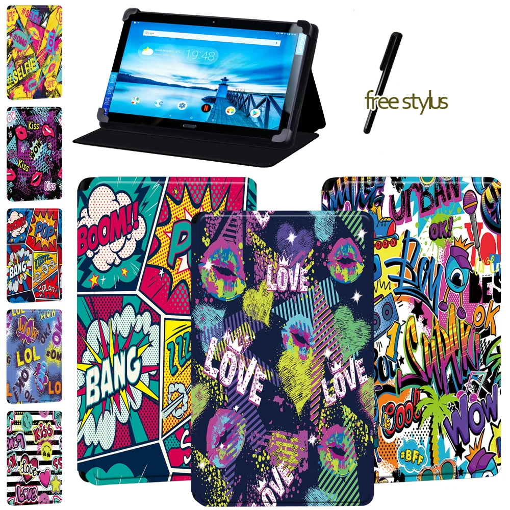 

Graffiti Art Tablet Case for Lenovo (Smart Tab P10 10.1 Inch/Tab P10) - Cool Style Soft Leather Flip Cover Case + Free Stylus