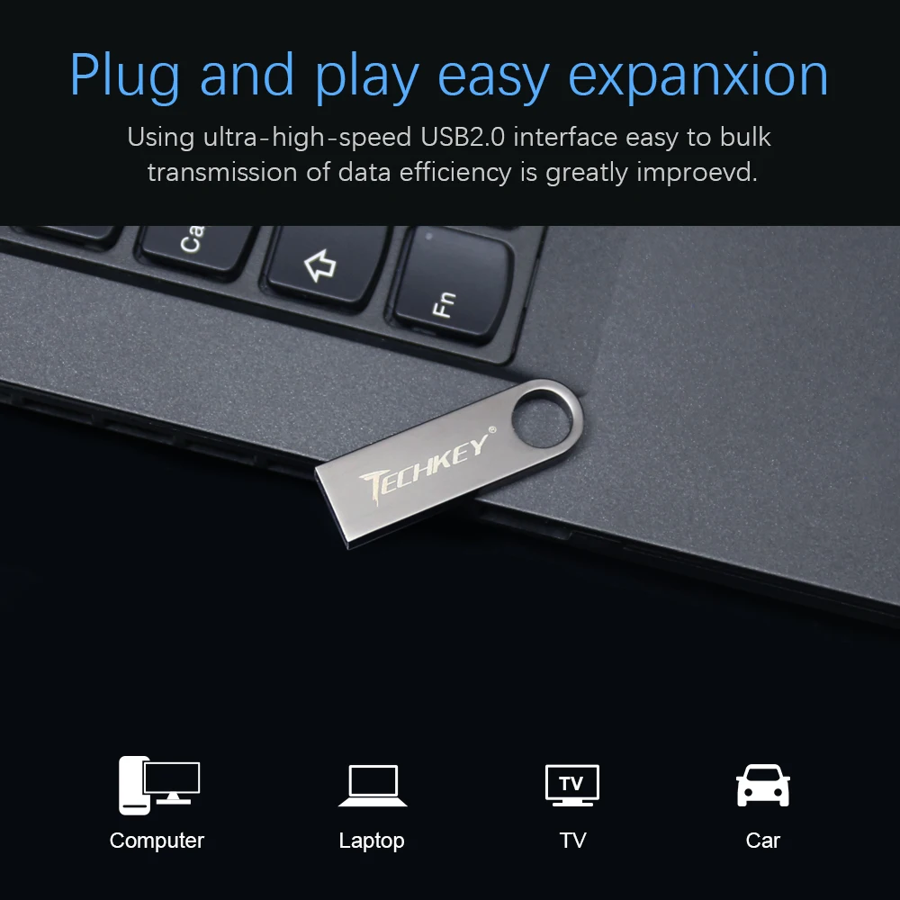 Usb флеш накопитель Techkey Pendrive 4 ГБ 8 16 32 металлический прямоугольник новейший модный