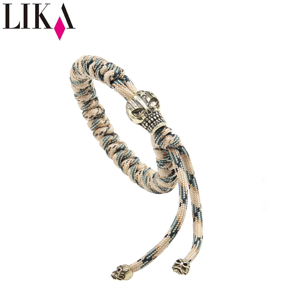 

LIKA Men Bracelets Umbrella Rope Sparta Helmet Shape Copper Nylon Rope Handmade Trendy Cuff Bangles & Bracelets Erkek Bileklik