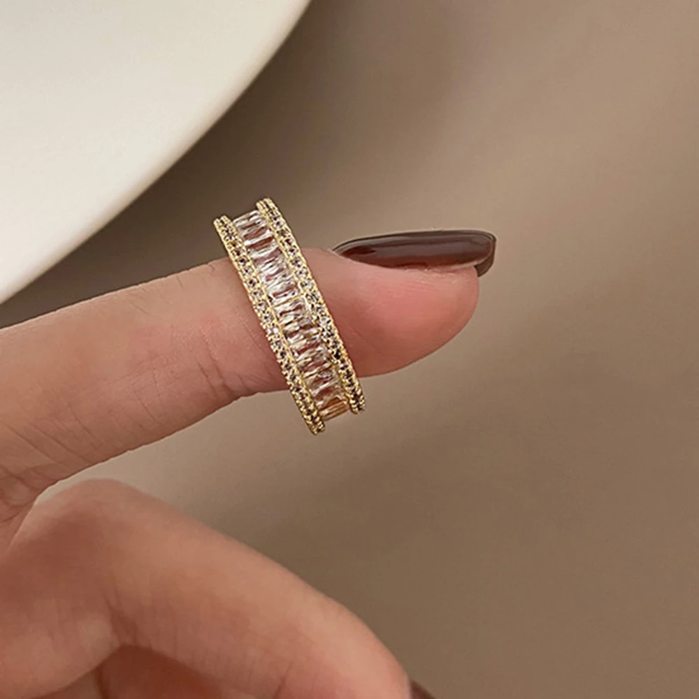 

Exquisite ins style ring female fashion personality trendy micro-inlaid rhinestone opening adjustable ring ladies ring