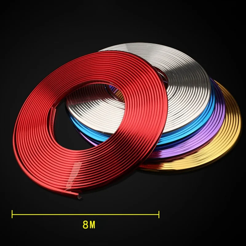 

Color Car Wheel Hub Decorative Ring 8M Plating Auto Tire Wheel Hub Sticky Strip Vehicle Tyre Rim Decoration Exterior Accessories
