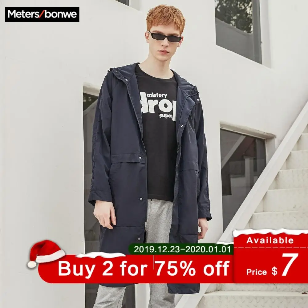 Metersbonwe мужской повседневный длинный Тренч для мужчин однотонный модный Мужское