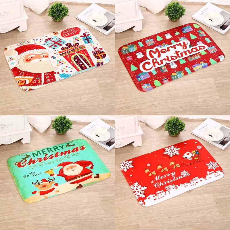 40*60 см Рождественский Коврик для двери Санта Клаус фланелевый напольный ковер