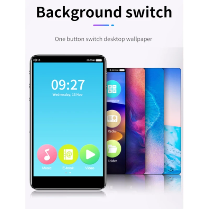 

C98 MP3 Music Player MP4 Watch Movie Video MP5 Walkman FM Radio E-Book Recording Speaker Black 8GB with Bluetooth