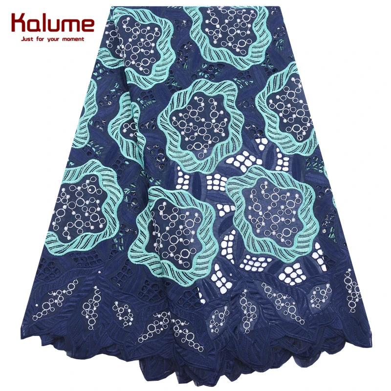 Kalume Fashion Embroidery African Dry Lace Fabric Peach Nigerian Cotton Swiss Voile Material With Stones For Dress F1966 | Дом и сад