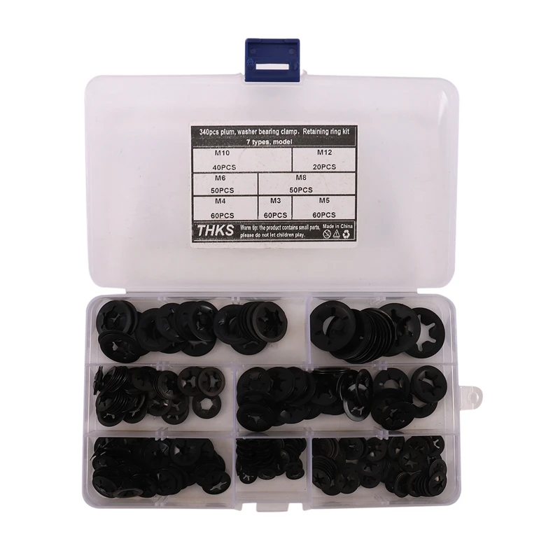 340Pcs Internal Tooth Starlock Washers Lock Assortment Kit Push on Speed Clips Fasteners (7 Size) | Инструменты
