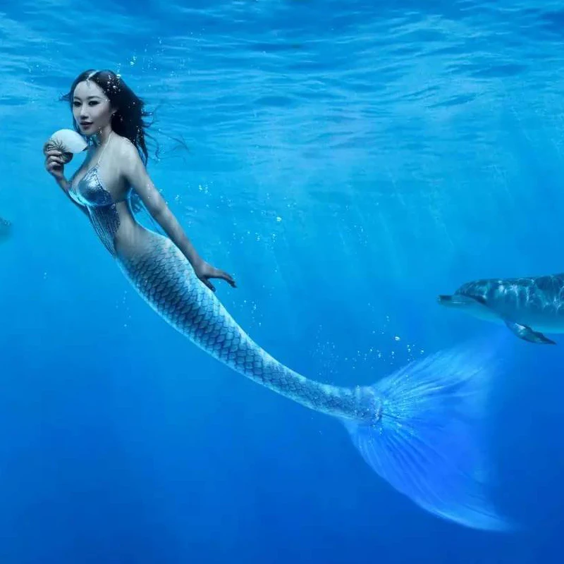 Индивидуальный хвост русалки для плавания купальник и ласты женский взрослых